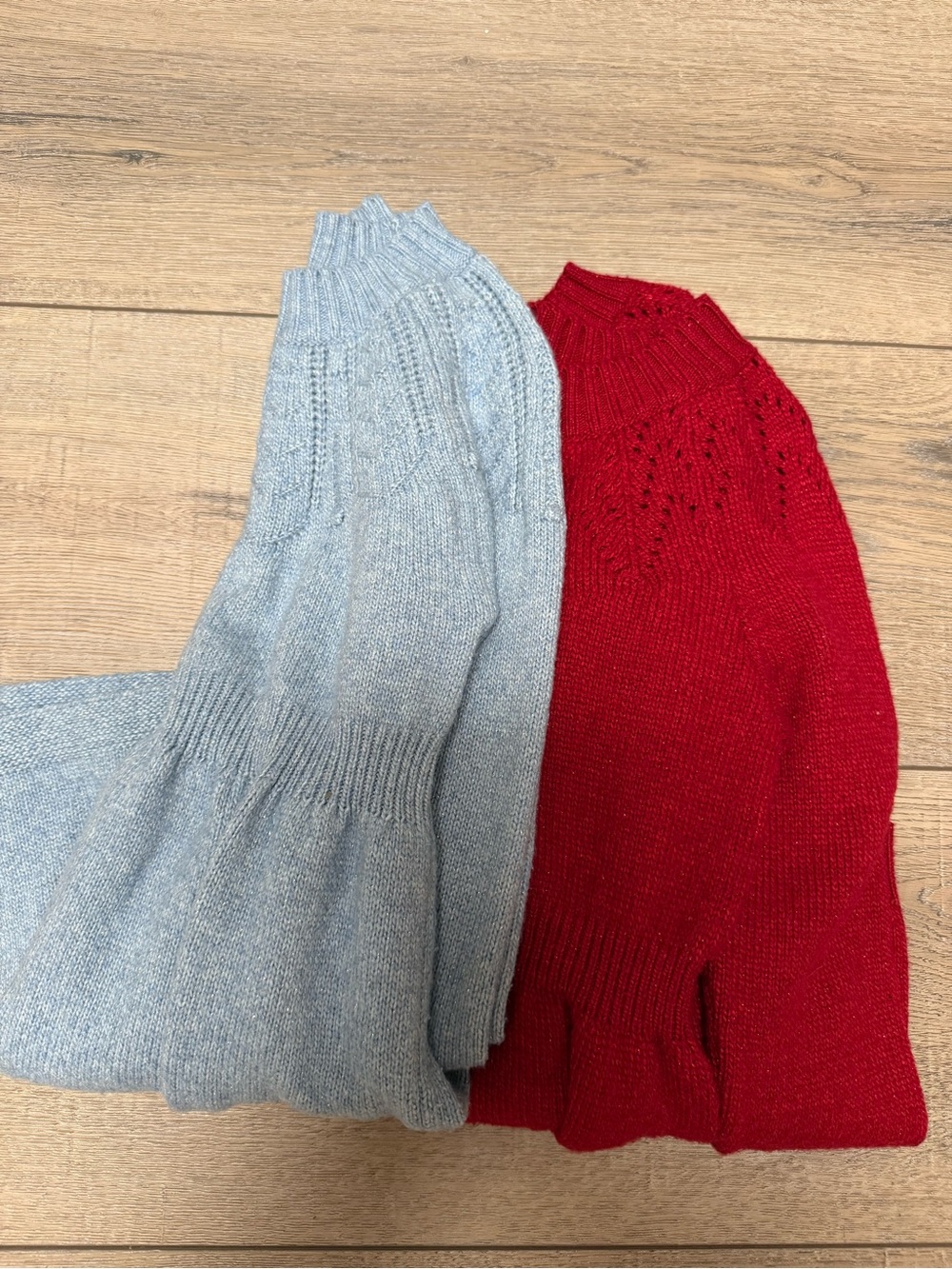 Cat & Jack Girls' Knit Sweater Dresses — Light Blue and Red